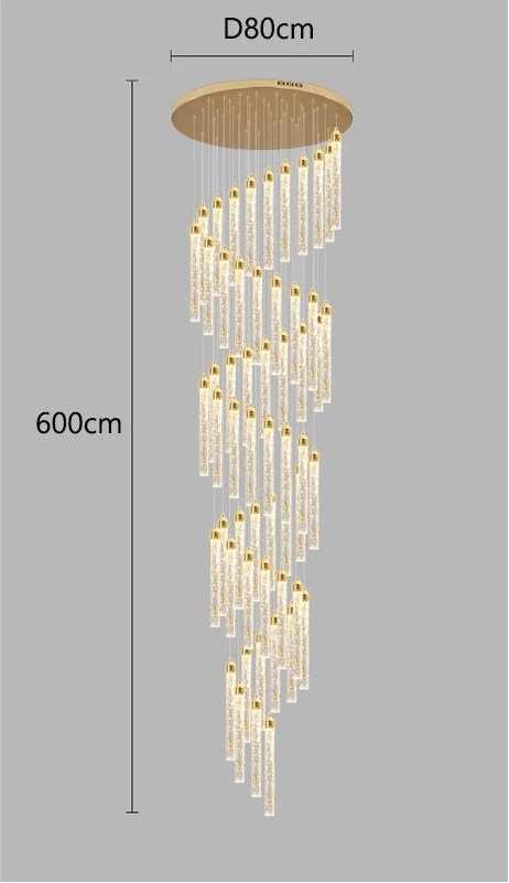 Lustre Escalier Moderne Suspendu Luxe | Edy - Designix Lustre 55 Têtes | 275W Blanc Chaud 3000K