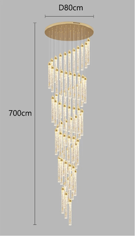 Lustre Escalier Moderne Suspendu Luxe | Edy - Designix Lustre 60 Têtes | 300W Blanc Chaud 3000K