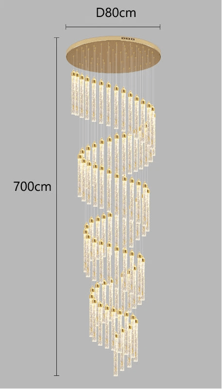 Lustre Escalier Moderne Suspendu Luxe | Edy - Designix Lustre 80 Têtes | 400W Blanc Chaud 3000K