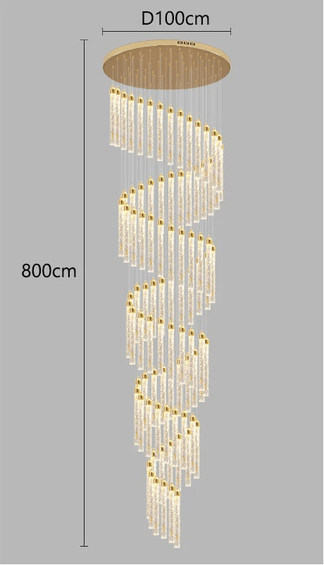 Lustre Escalier Moderne Suspendu Luxe | Edy - Designix Lustre 88 Têtes | 440W Blanc Chaud 3000K