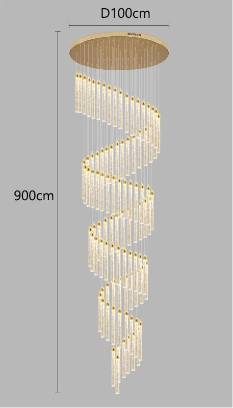 Lustre Escalier Moderne Suspendu Luxe | Edy - Designix Lustre 95 Têtes | 475W Blanc Chaud 3000K