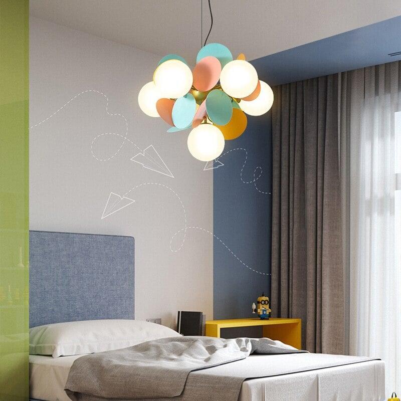 Lustre Fleurs Boule | Luminéa Flore - Designix Lustre Blanc | 1 Lampe Blanc Chaud (3000K)