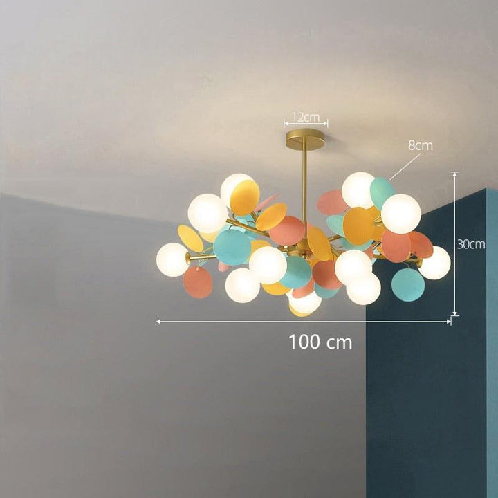 lustre fleurs BouquetCéleste | Designix - Lustre Multicolore | 15 Lampes Blanc Chaud  - https://designix.fr/