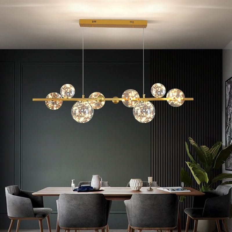 Lustre Globe Design 8 Boules - Suspension Moderne Noir & Doré | Seni