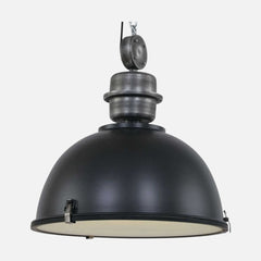 Lustre industriel noir XXL, cloche métal Ø 52 cm à hauteur réglable | Forgex