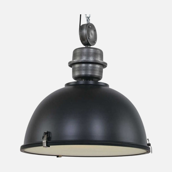 Lustre industriel noir XXL, cloche métal Ø 52 cm à hauteur réglable | Forgex