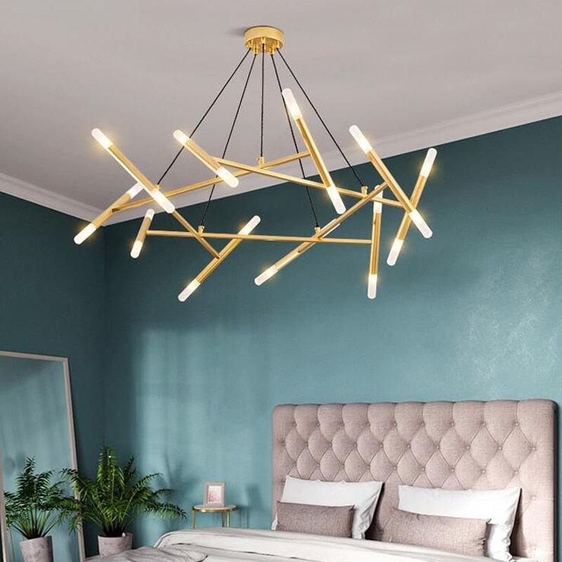 Lustre Moderne | Éclat Futuriste - Designix Lustre 16 Ampoules | Doré