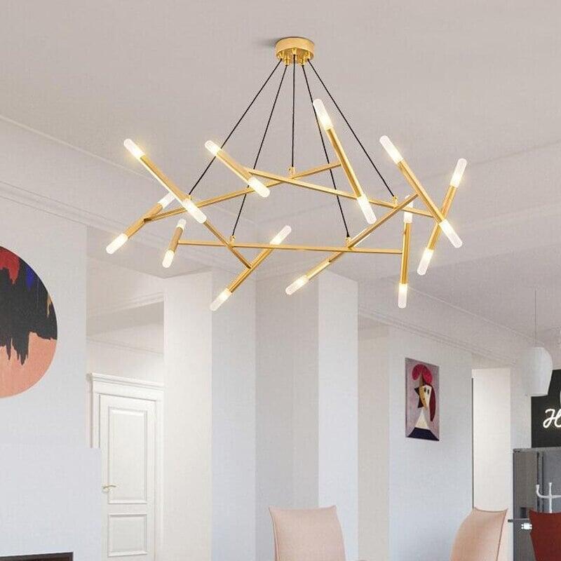 Lustre Moderne | Éclat Futuriste - Designix Lustre 16 Ampoules | Doré
