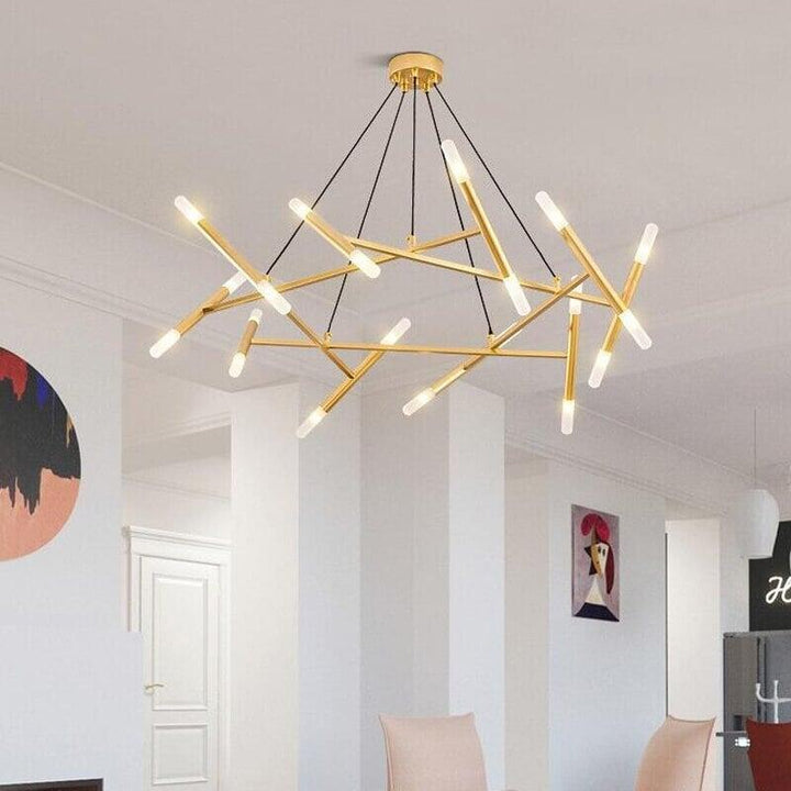 Lustre Moderne | Éclat Futuriste - Designix Lustre 16 Ampoules | Doré