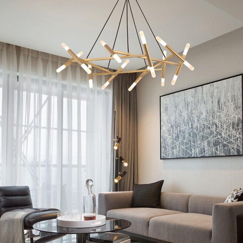 Lustre Moderne | Éclat Futuriste - Designix Lustre 16 Ampoules | Doré