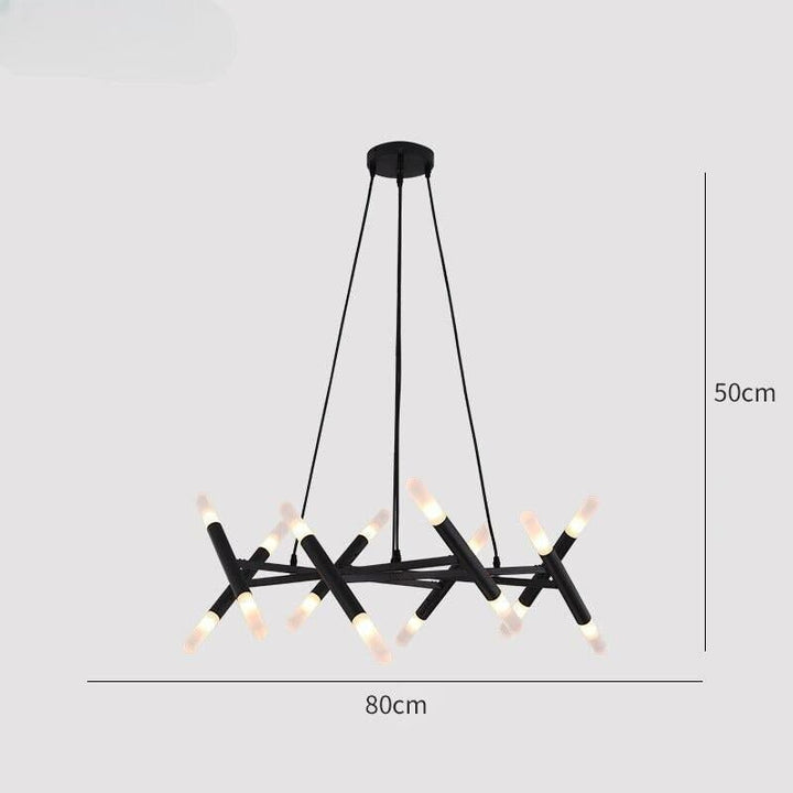 Lustre Moderne | Éclat Futuriste - Designix Lustre 16 Ampoules | Noir