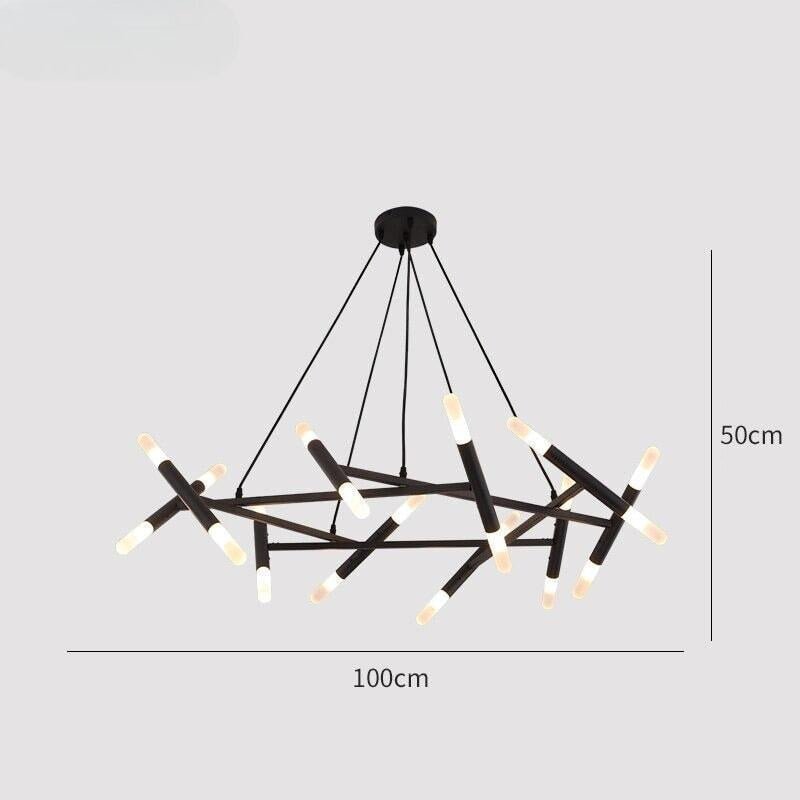 Lustre Moderne | Éclat Futuriste - Designix Lustre 20 Ampoules | Noir