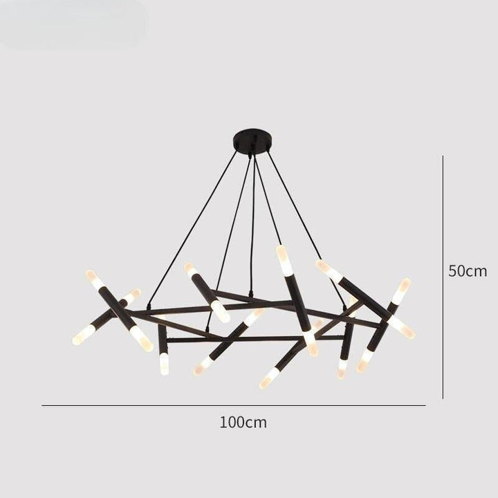 Lustre Moderne | Éclat Futuriste - Designix Lustre 20 Ampoules | Noir