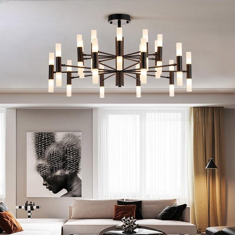 Lustre Moderne Salle à Manger | Essence Lumineuse - Designix Lustre Noir | 16 Lumières Blanc Chaud
