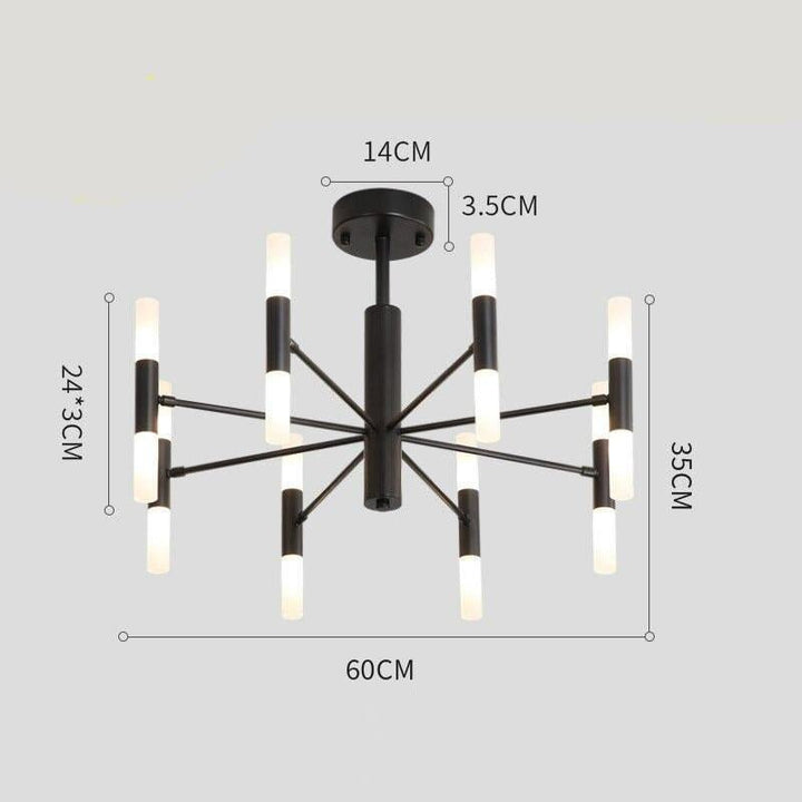 Lustre Moderne Salle à Manger | Essence Lumineuse - Designix Lustre Noir | 16 Lumières Blanc Chaud