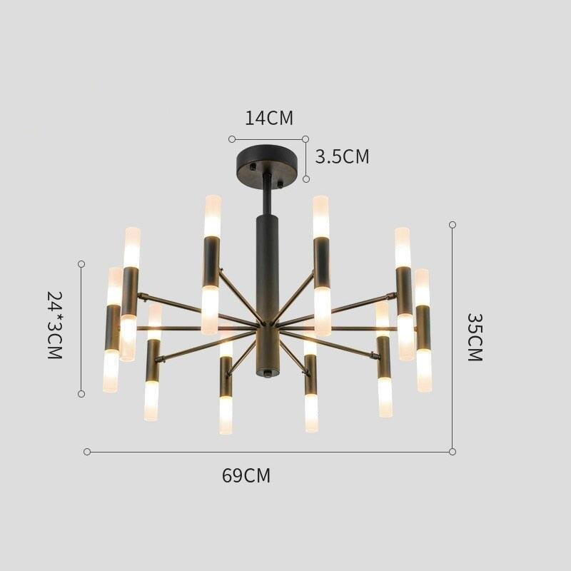 Lustre Moderne Salle à Manger | Essence Lumineuse - Designix Lustre Noir | 20 Lumières Blanc Chaud