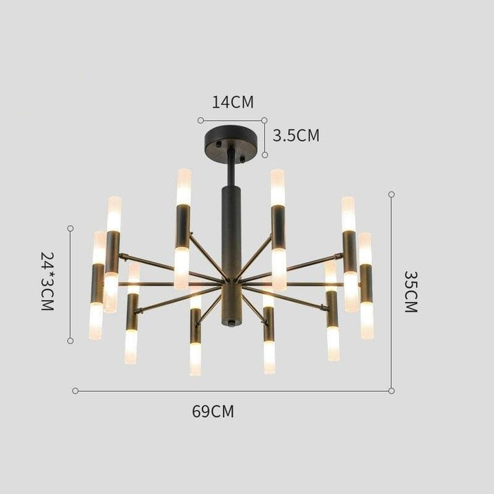 Lustre Moderne Salle à Manger | Essence Lumineuse - Designix Lustre Noir | 20 Lumières Blanc Chaud
