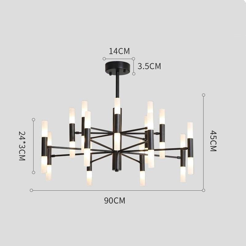 Lustre Moderne Salle à Manger | Essence Lumineuse - Designix Lustre Noir | 32 Lumières Blanc Chaud