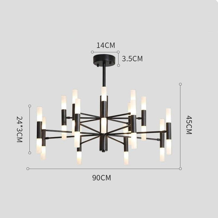Lustre Moderne Salle à Manger | Essence Lumineuse - Designix Lustre Noir | 32 Lumières Blanc Chaud