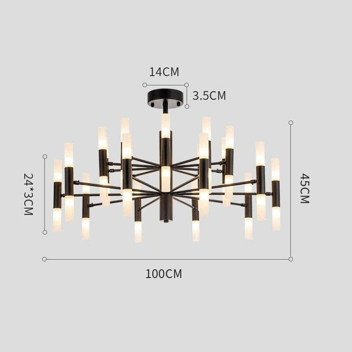 Lustre Moderne Salle à Manger | Essence Lumineuse - Designix Lustre Noir | 40 Lumières Blanc Chaud