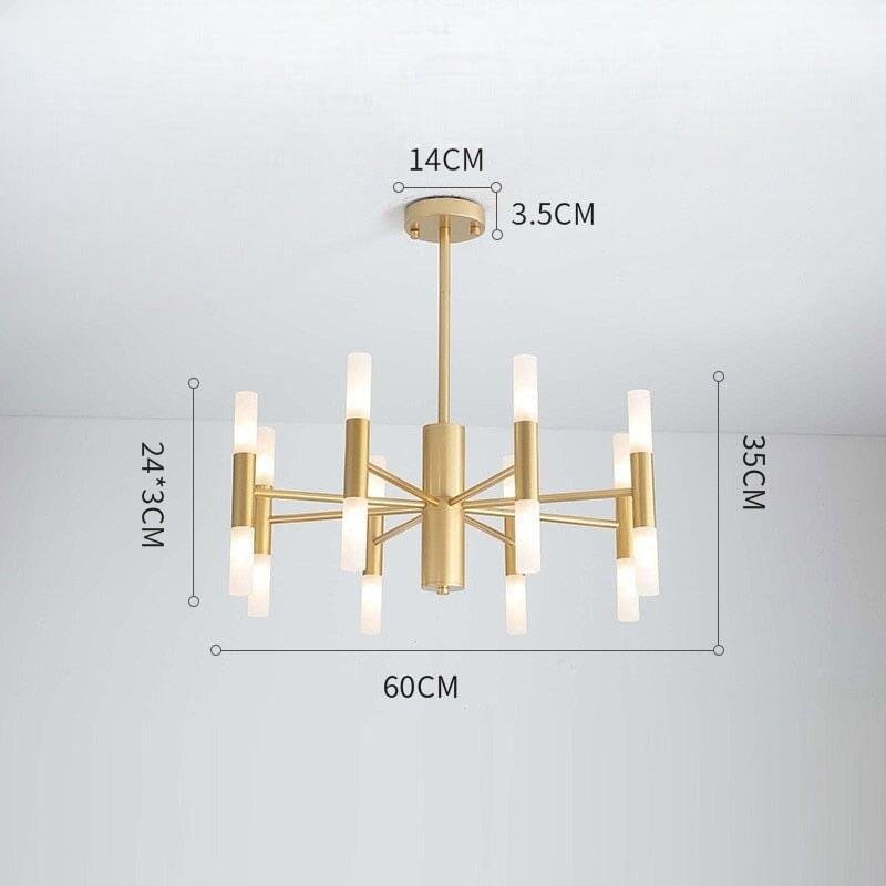 Lustre Moderne Salle à Manger | Essence Lumineuse - Designix Lustre Or | 16 Lumières Blanc Chaud