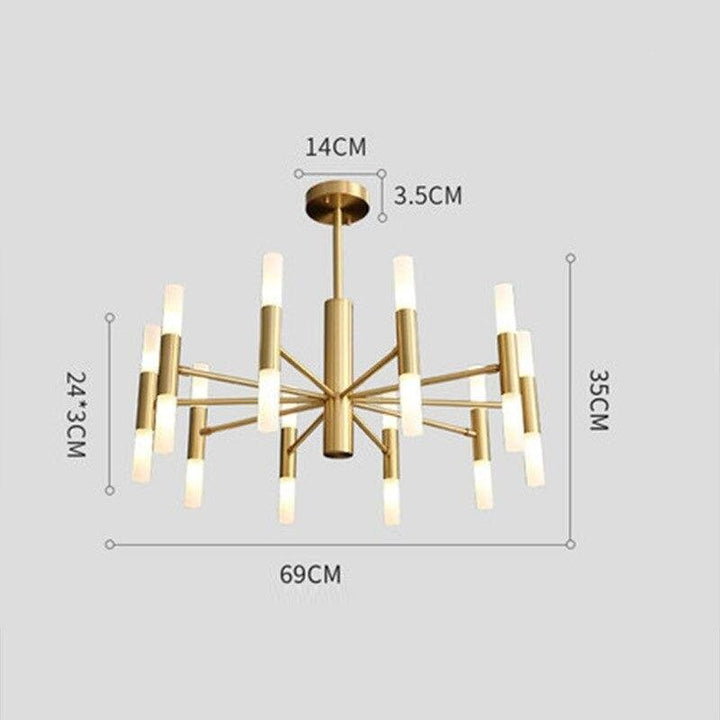 Lustre Moderne Salle à Manger | Essence Lumineuse - Designix Lustre Or | 20 Lumières Blanc Chaud