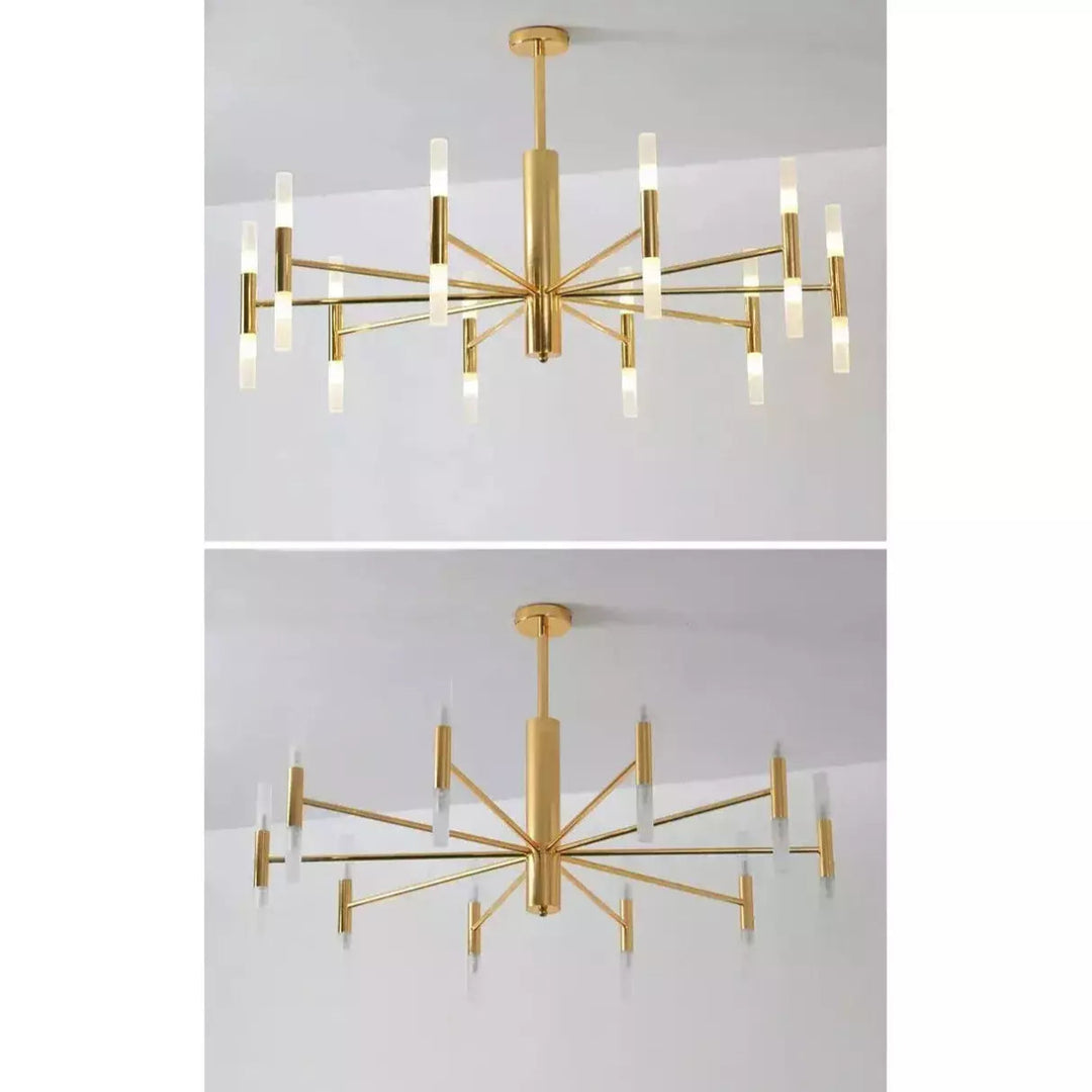 Lustre Moderne Salle à Manger | Essence Lumineuse - Designix Lustre Or | 32 Lumières Blanc Chaud