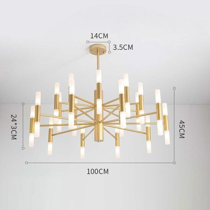 Lustre Moderne Salle à Manger | Essence Lumineuse - Designix Lustre Or | 40 Lumières Blanc Chaud