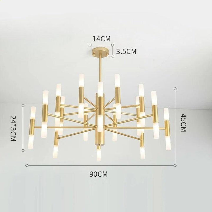 Lustre Moderne Salle à Manger | Essence Lumineuse | Designix - Lustre Or | 32 Lumières Blanc Chaud - https://designix.fr/