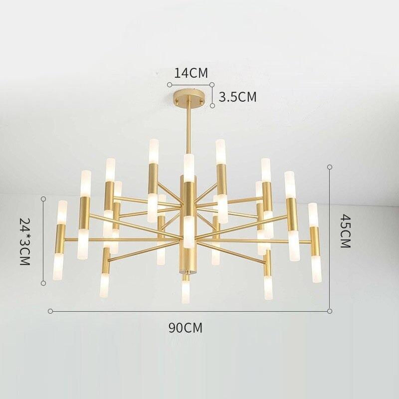 Lustre Moderne Salle à Manger | Essence Lumineuse - Designix Lustre Or | 32 Lumières Lumière variable