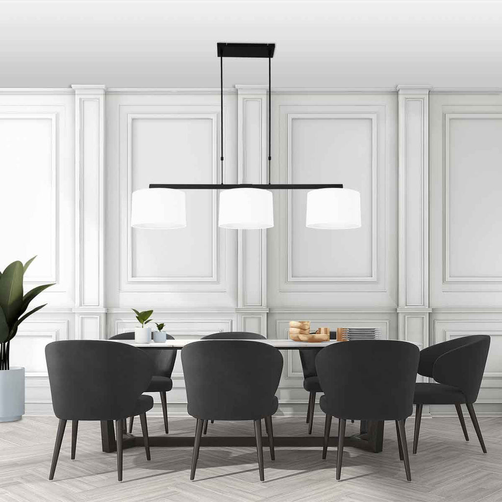 Lustre Noir Avec Abat - Jours Blancs | Vory - Designix Lustre