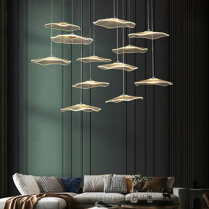 lustre-nuage | Designix - Blanc/Or 12 Têtes - https://designix.fr