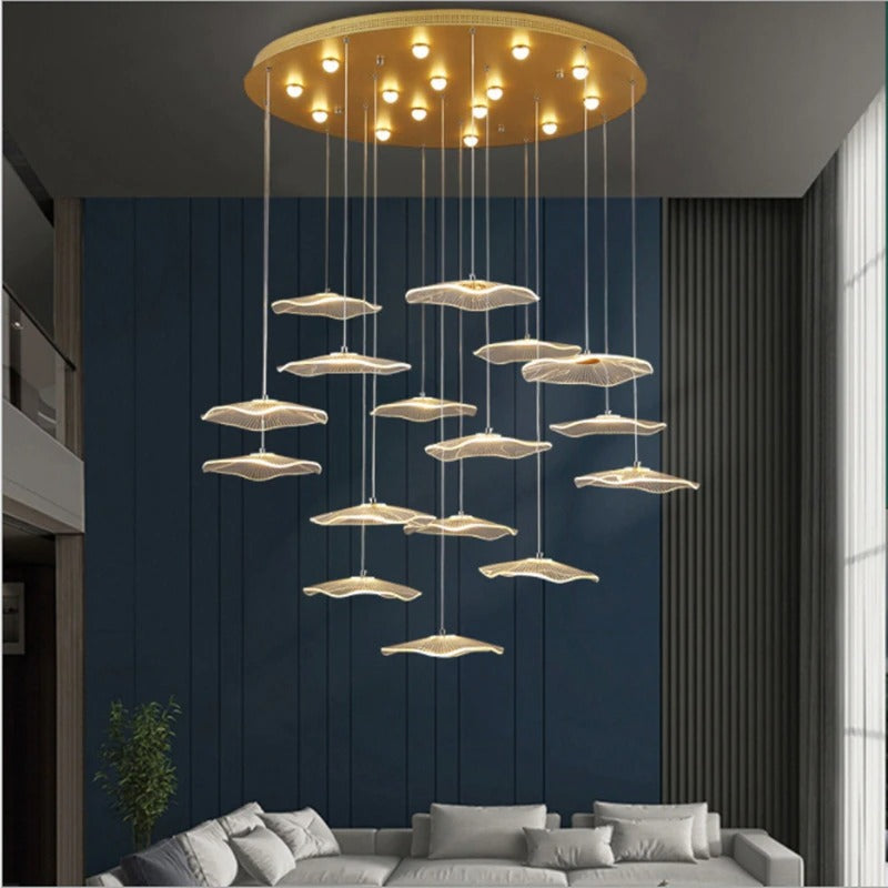 lustre-nuage | Designix - Blanc/Or 16 Têtes - https://designix.fr