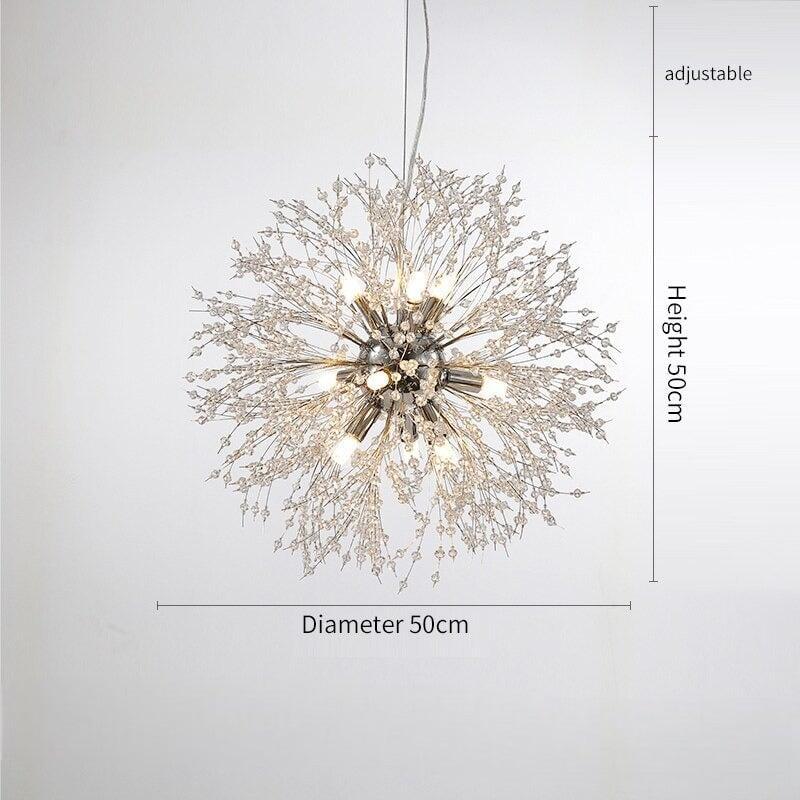 Lustre Pissenlit | Luxe Astral - Designix Lustre Argent | Diamètre 50cm Blanc Chaud