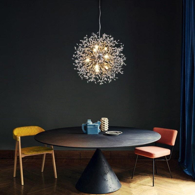 Lustre Pissenlit | Luxe Astral - Designix Lustre Argent | Diamètre 55cm Blanc Chaud