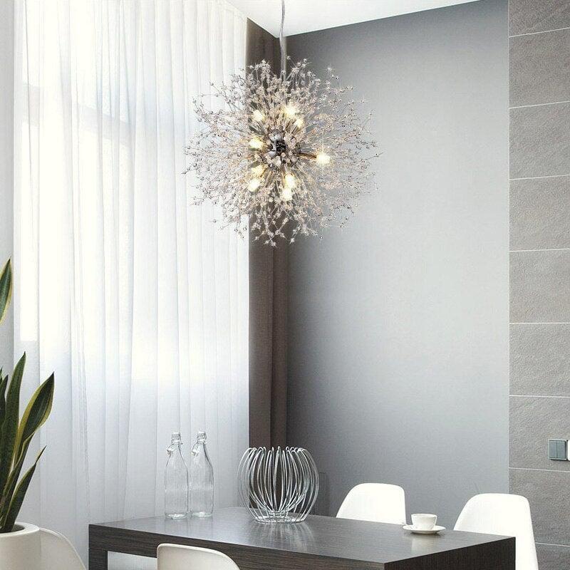 Lustre Pissenlit | Luxe Astral - Designix Lustre Argent | Diamètre 55cm Blanc Chaud