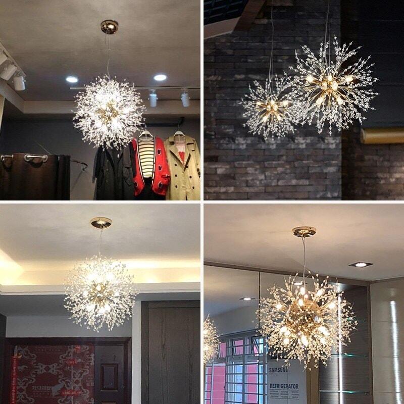Lustre Pissenlit | Luxe Astral - Designix Lustre Argent | Diamètre 55cm Blanc Chaud