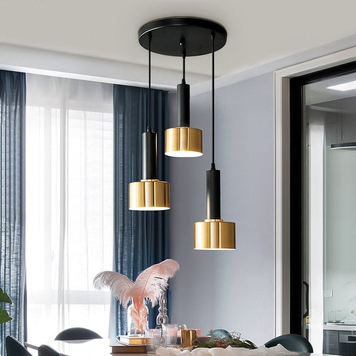 Lustre Plafond | Tira - Designix Lustre Noir/Or Rond