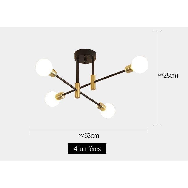 Lustre Plusieurs Ampoules | Lueur Métallique - Designix Lustre Plusieurs Branches 4 Ampoules