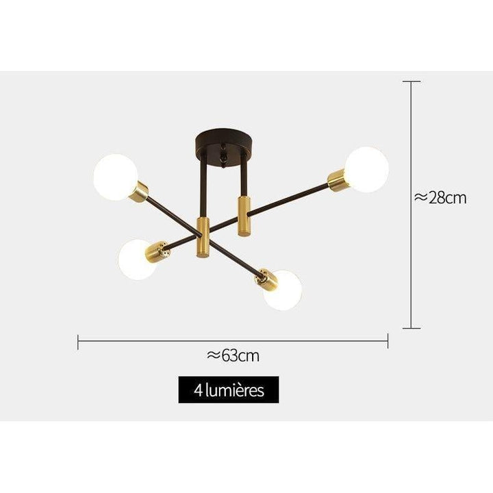 Lustre Plusieurs Ampoules | Lueur Métallique - Designix Lustre Plusieurs Branches 4 Ampoules