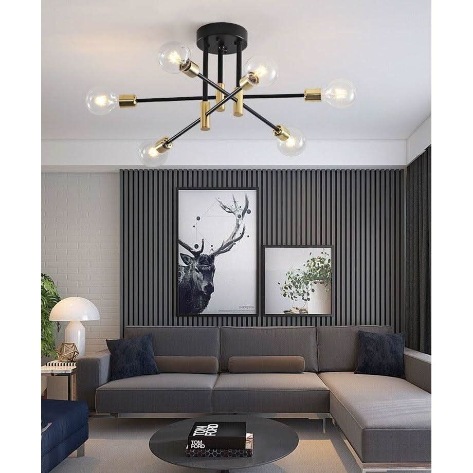 Lustre Plusieurs Ampoules | Lueur Métallique - Designix Lustre Plusieurs Branches 4 Ampoules