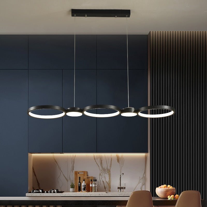 Lustre Rond Anneaux | Wela - Designix Lustre Noir
