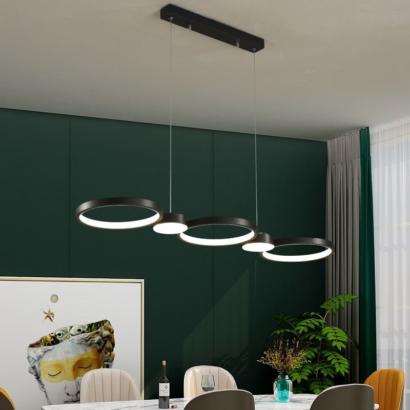 Lustre Rond Anneaux | Wela - Designix Lustre Noir
