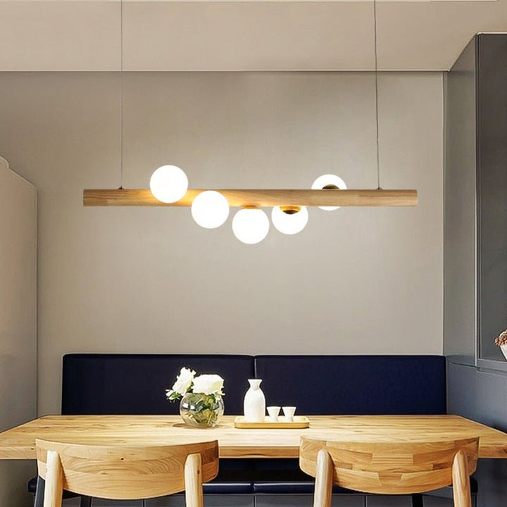 Lustre Salon Bois | Xala - Designix Lustre Bambou Bambou 5 Têtes