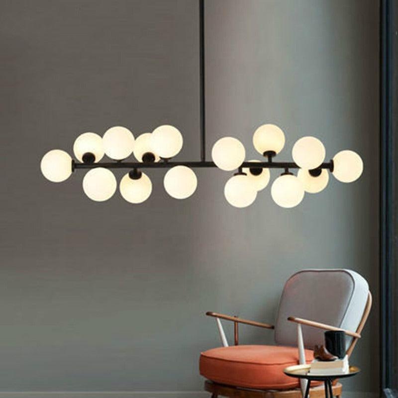 Lustre Salon Boule | Yria - Designix Lustre Noir 16 Têtes