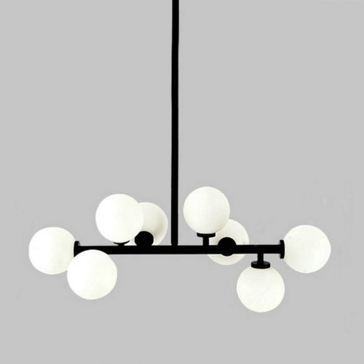 Lustre Salon Boule | Yria - Designix Lustre Noir 8 Têtes