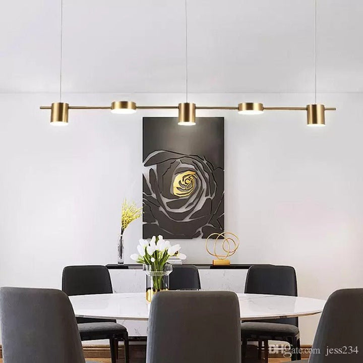 Lustre Salon Industriel | Jaro - Designix Suspension Luminaire Or 5 Têtes