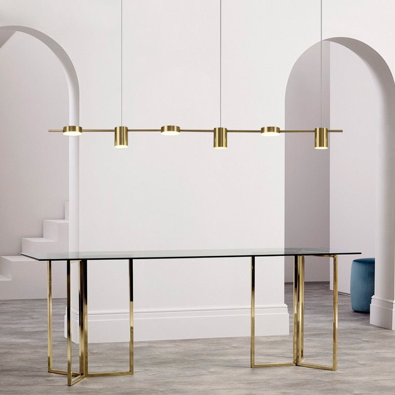 Lustre Salon Industriel | Jaro - Designix Suspension Luminaire Or 6 Têtes