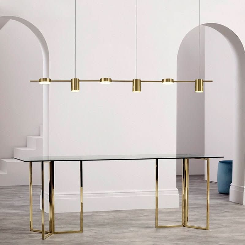 Lustre Salon Industriel | Jaro - Designix Suspension Luminaire Or 6 Têtes
