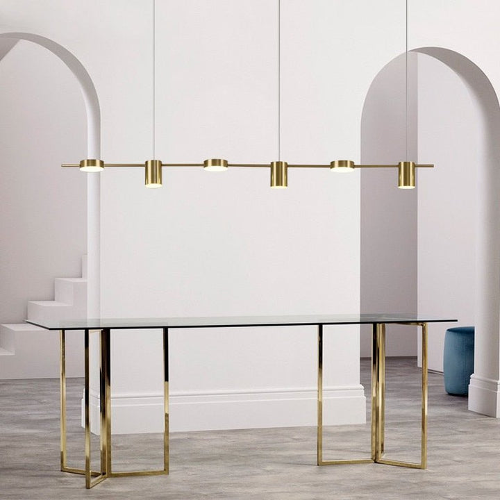 Lustre Salon Industriel | Jaro - Designix Suspension Luminaire Or 6 Têtes